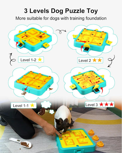 Dog Puzzle Toys, Level 3 in 1 Interactive Dog Toys for Boredom, Funny Feeding Toy for IQ Training Brain Stimulating, Treat Dispenser Dog Toy for Large Medium Small Dogs