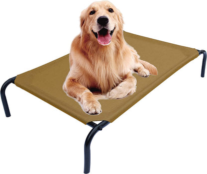 PHYEX Elevated Dog Bed for Large Dogs, Raised Dog Bed with Breathable Mesh, Dog Cot Bed with Sturdy Steel Frame for Indoor & Outdoor Use, Non Slip, Easy to Clean, 50.5 Inches, Brown