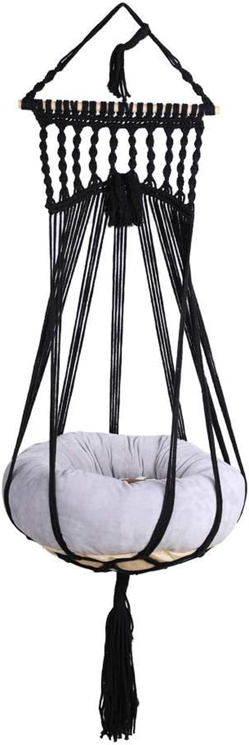 Macrame Cat Hammock Boho Interior Cat Bed (Black)