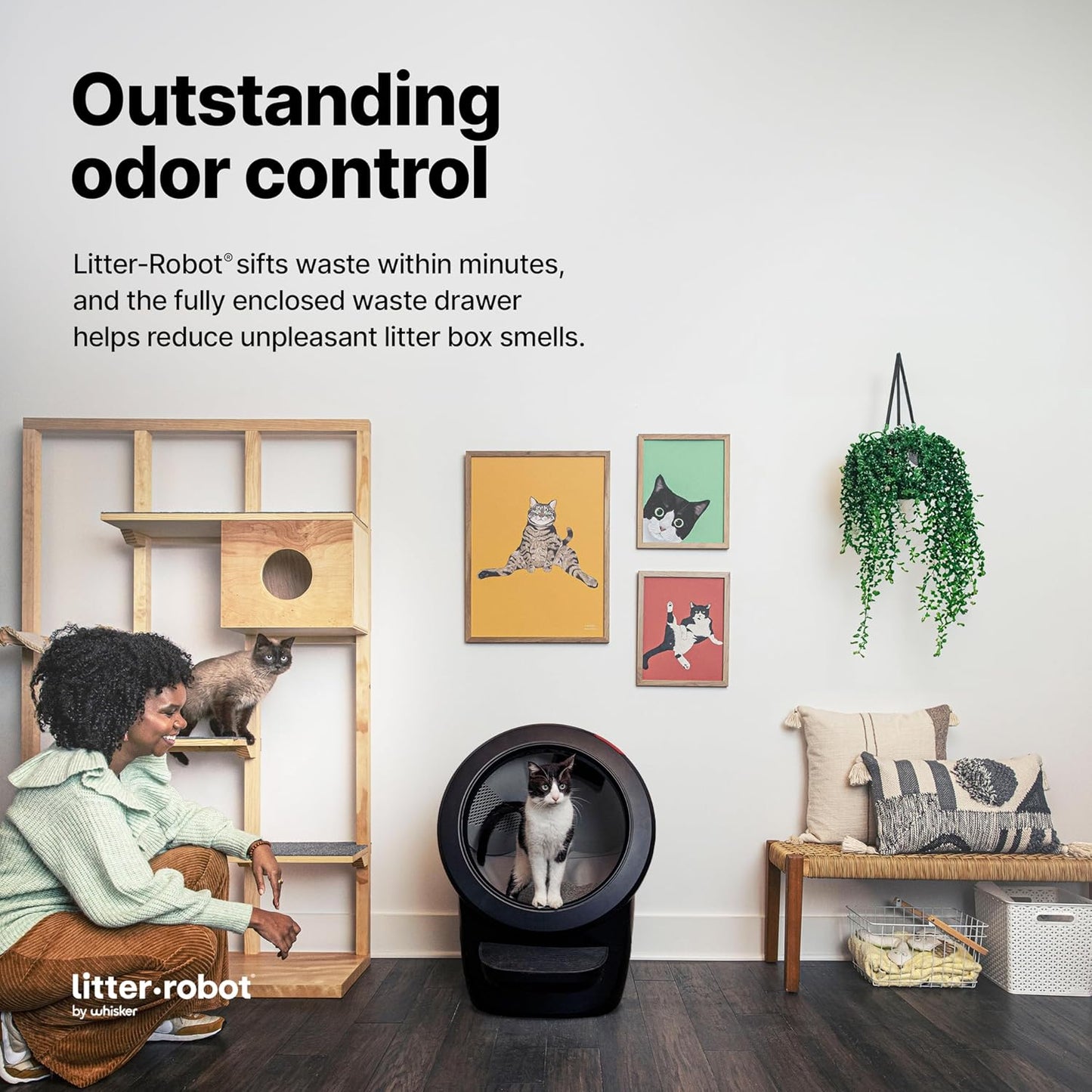 Litter-Robot 4 Complete Bundle by Whisker (Black) - Automatic Self-Cleaning Cat Litter Box with Odortrap Refills, Waste Drawer Liners, Ramp, Mat, and Fence