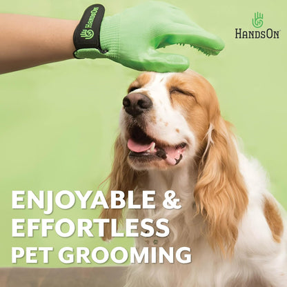 H HANDSON Pet Grooming Gloves - Patented #1 Ranked, Award Winning Shedding, Bathing, & Hair Remover Gloves - Gentle Brush for Cats, Dogs, and Horses (Grey, Large)