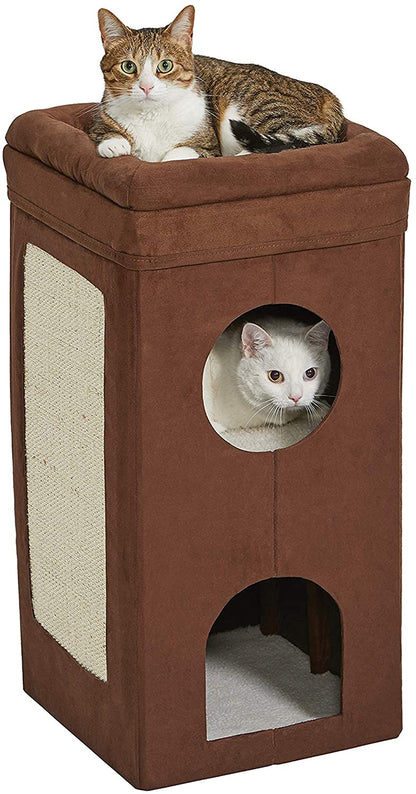 Midwest Homes for Pets Cat Cube - Cat House / Cat Condo in Fashionable Mushroom Diamond Print, 15.5L X 15.5W X 16.5H Inches